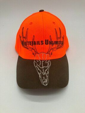 WhiteTails Unlimited Blaze Orange Hunting Hat‎ with Deer Skull